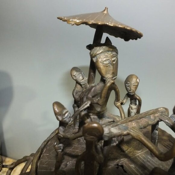 African Ashanti Kudo Bronze Tribal Lidded Container - Picture 8 of 8